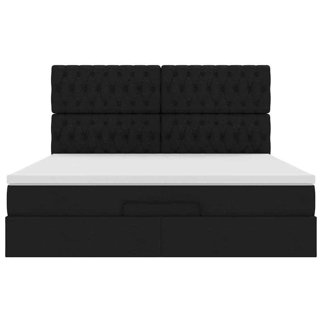 Struttura Letto Pouf con Materasso Nero 180x200 cm in Tessuto | homemem39