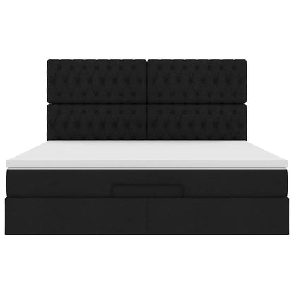 Struttura Letto Pouf con Materasso Nero 180x200 cm in Tessuto | homemem39