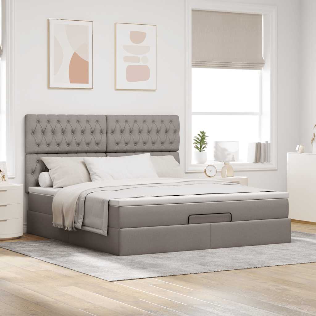 Struttura Letto Pouf con Materasso Tortora 180x200cm in Tessuto | homemem39