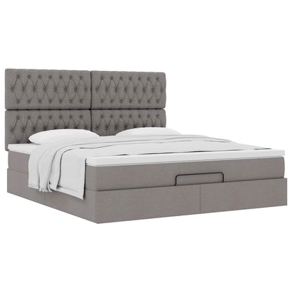 Struttura Letto Pouf con Materasso Tortora 180x200cm in Tessuto | homemem39
