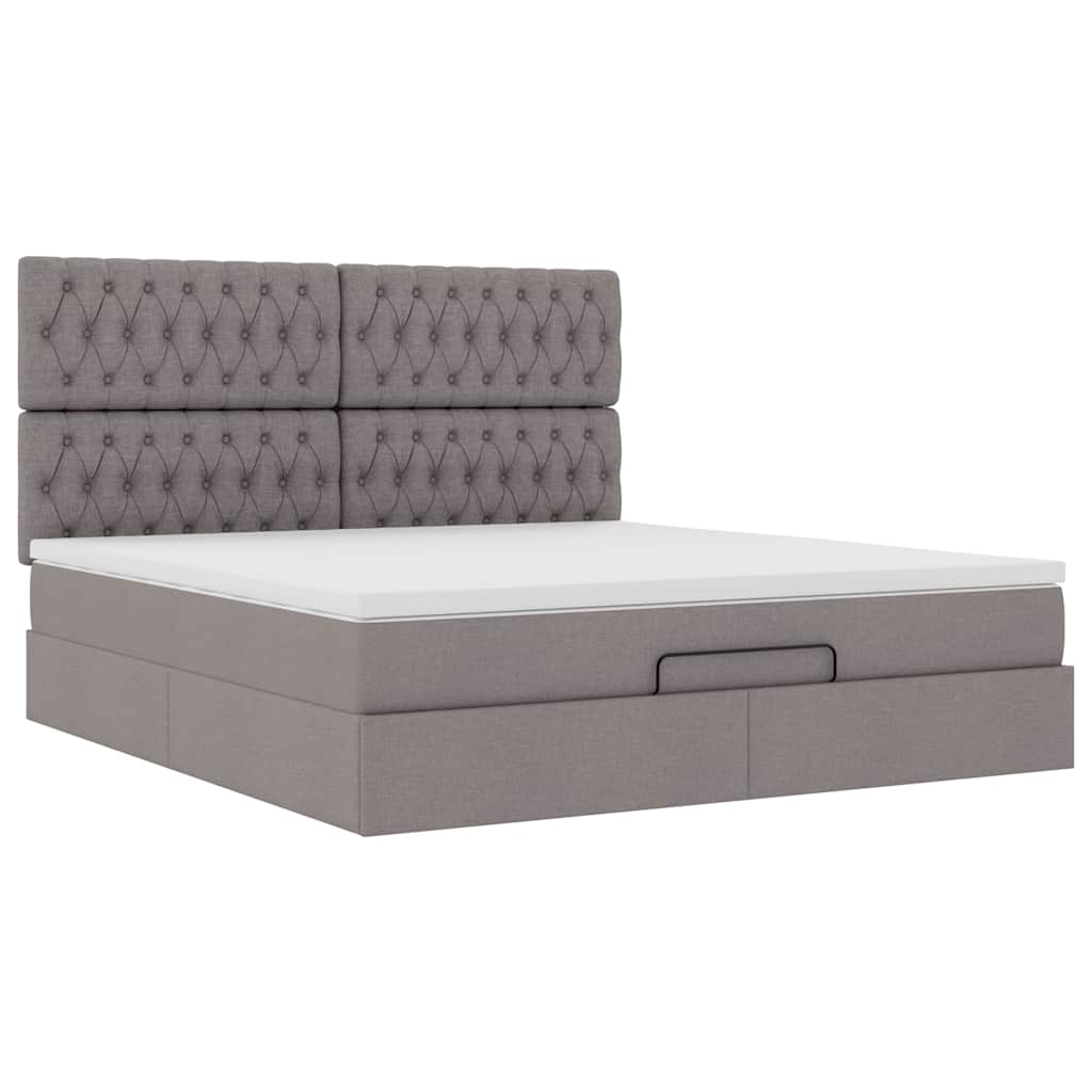 Struttura Letto Pouf con Materasso Tortora 180x200cm in Tessuto | homemem39
