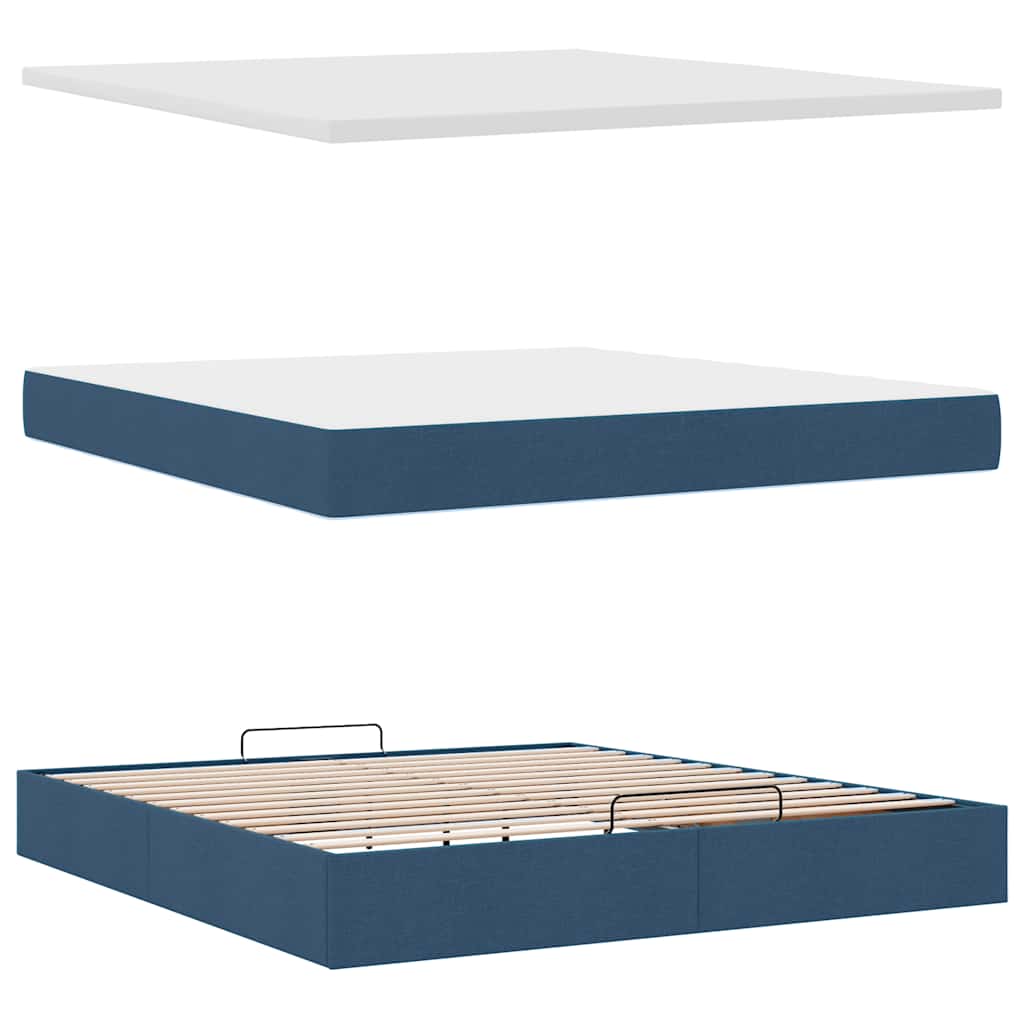 Struttura Letto Pouf con Materasso Blu 180x200cm in Tessuto | homemem39