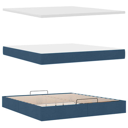 Struttura Letto Pouf con Materasso Blu 180x200cm in Tessuto | homemem39
