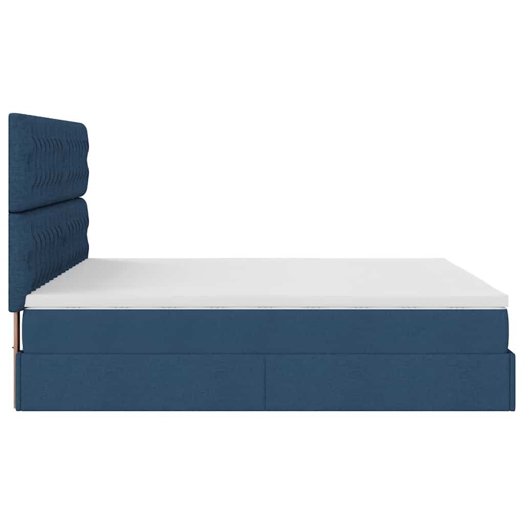 Struttura Letto Pouf con Materasso Blu 180x200cm in Tessuto | homemem39