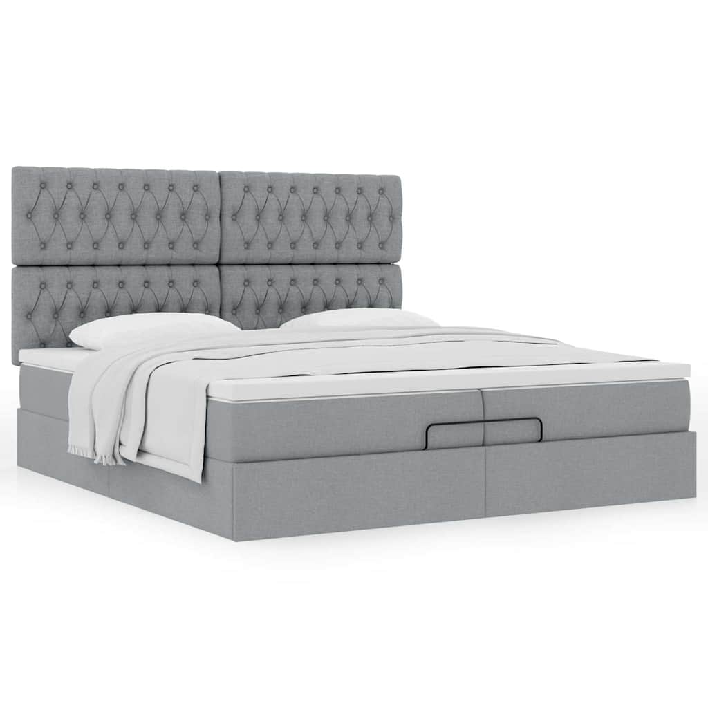 Struttura Letto Pouf con Materassi 200x200 cm in Tessuto | homemem39