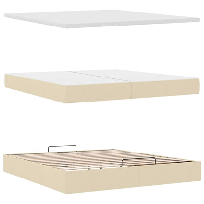 Struttura Letto Pouf con Materassi Crema 200x200 cm in Tessuto | homemem39