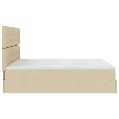 Struttura Letto Pouf con Materassi Crema 200x200 cm in Tessuto | homemem39