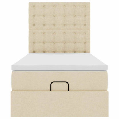 Struttura Letto Pouf con Materasso Crema 80x200 cm in Tessuto