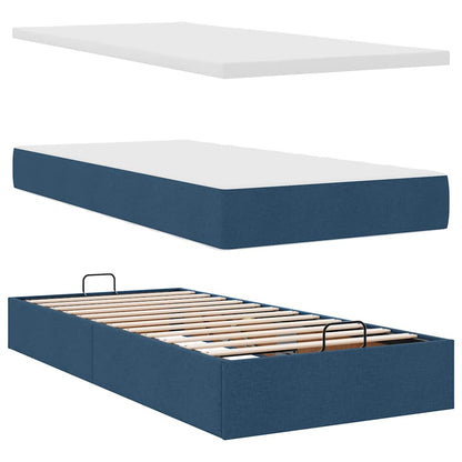 Struttura Letto Pouf con Materasso Blu 80x200 cm in Tessuto | homemem39