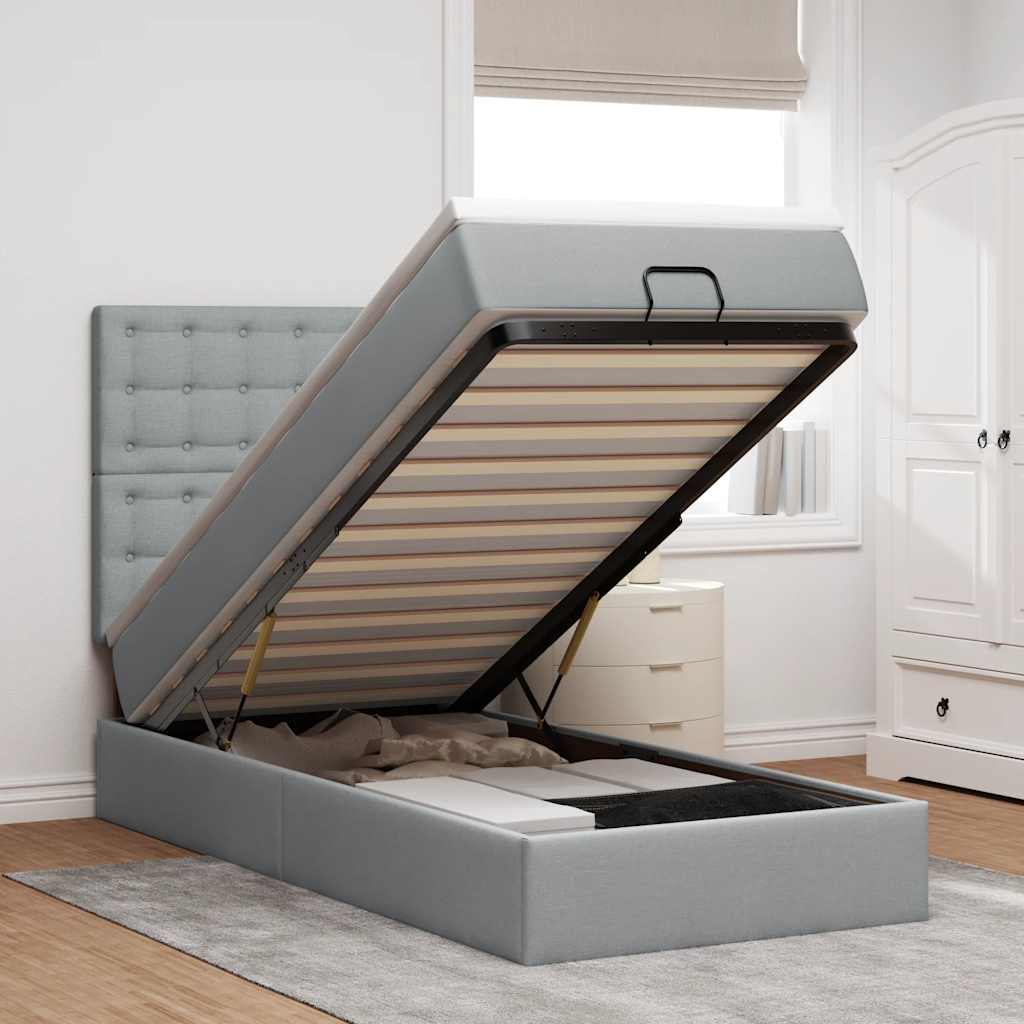 Struttura Letto Pouf con Materasso 90x190 cm in Tessuto