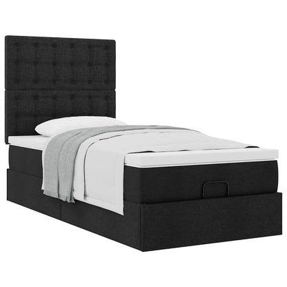 Struttura Letto Pouf con Materasso Nero 90x190 cm in Tessuto | homemem39