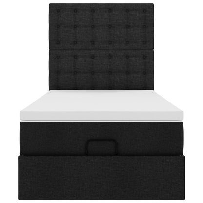 Struttura Letto Pouf con Materasso Nero 90x190 cm in Tessuto | homemem39