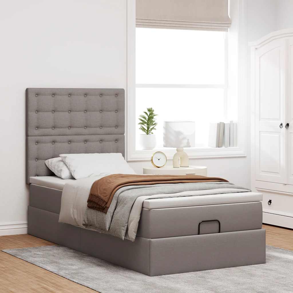 Struttura Letto Pouf con Materasso Tortora 90x190 cm in Tessuto | homemem39