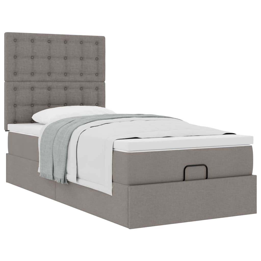 Struttura Letto Pouf con Materasso Tortora 90x190 cm in Tessuto | homemem39