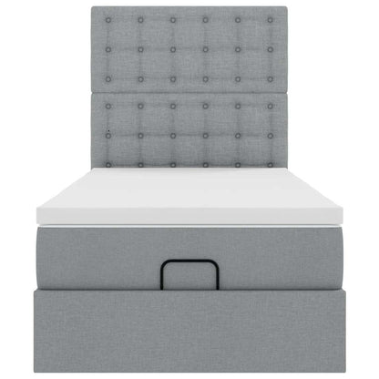 Pouf Letto con Materasso Grigio Chiaro 90x200 cm in Tessuto - homemem39