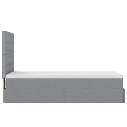 Pouf Letto con Materasso Grigio Chiaro 90x200 cm in Tessuto - homemem39