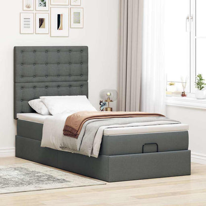 Pouf Letto con Materasso Grigio Scuro 90x200 cm in Tessuto - homemem39