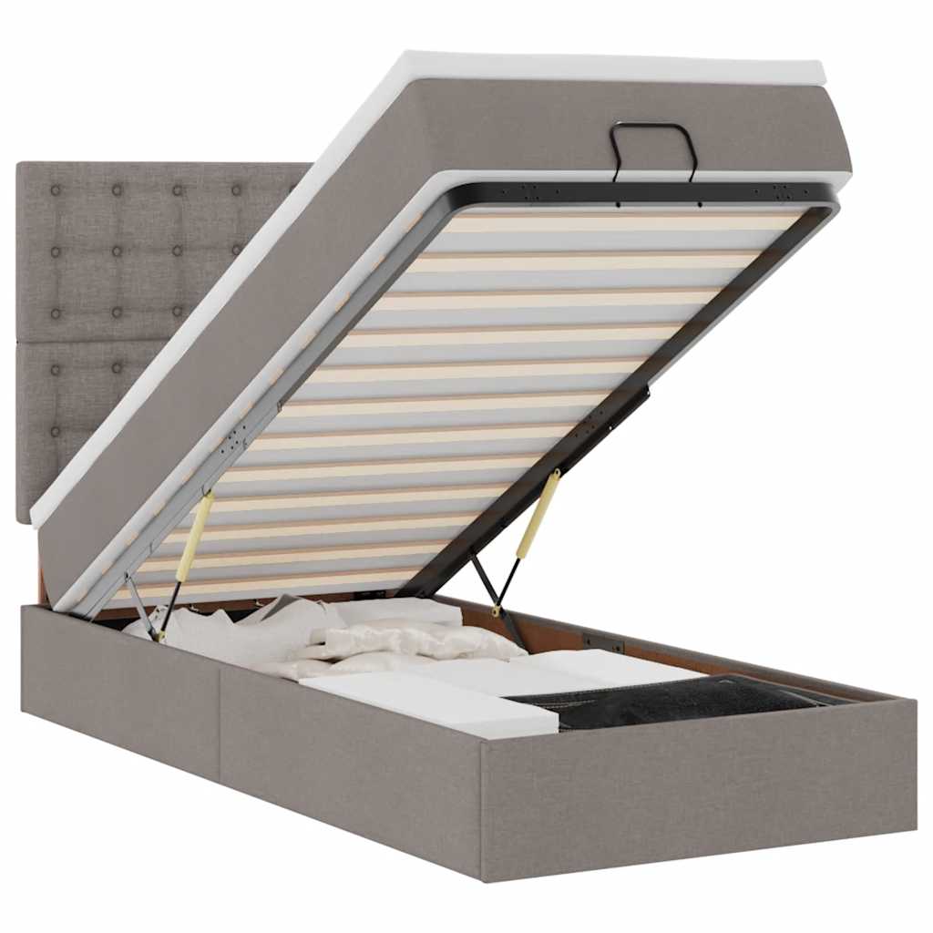 Pouf Letto con Materasso Tortora 90x200 cm in Tessuto