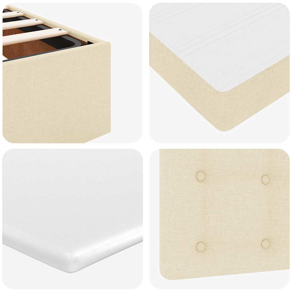 Pouf Letto con Materasso Crema 90x200 cm in Tessuto