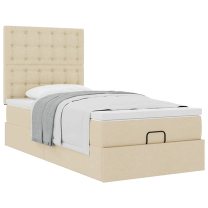 Pouf Letto con Materasso Crema 90x200 cm in Tessuto | homemem39