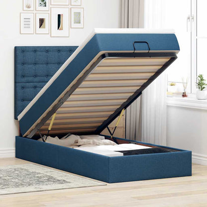 Pouf Letto con Materasso Blu 90x200 cm in Tessuto | homemem39