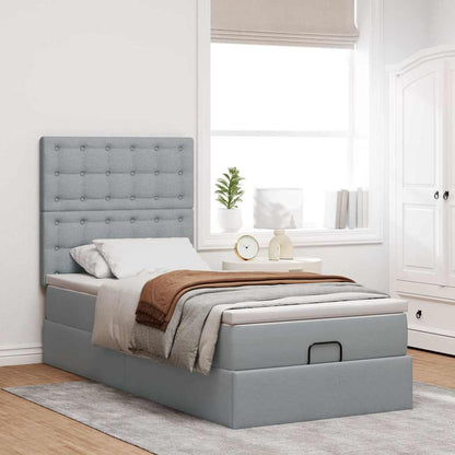 Pouf Letto con Materasso Grigio Chiaro 100x200 cm in Tessuto - homemem39