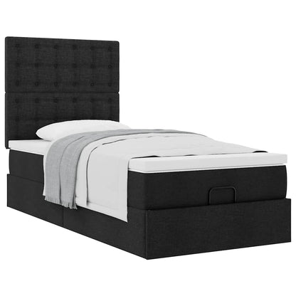 Pouf Letto con Materasso Nero 100x200 cm in Tessuto | homemem39