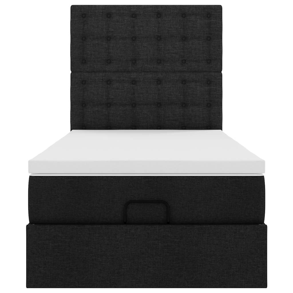 Pouf Letto con Materasso Nero 100x200 cm in Tessuto | homemem39