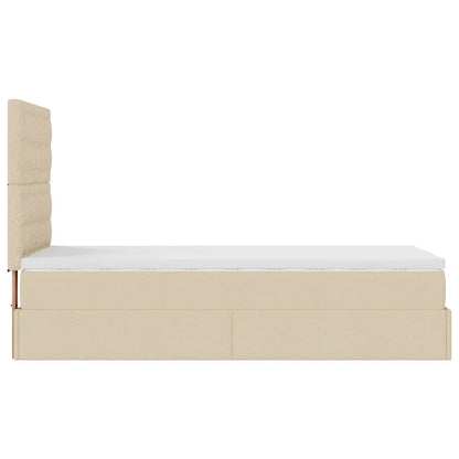 Pouf Letto con Materasso Crema 100x200 cm in Tessuto
