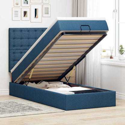 Pouf Letto con Materasso Blu 100x200 cm in Tessuto | homemem39