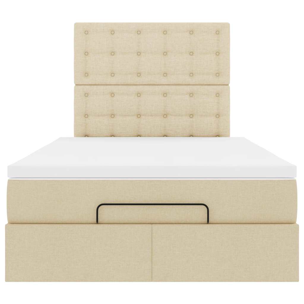 Struttura Letto Pouf con Materasso Crema 120x190 cm in Tessuto | homemem39