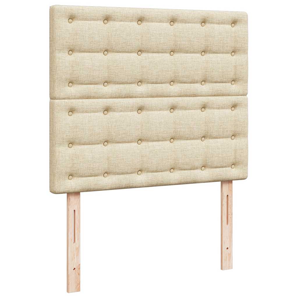 Struttura Letto Pouf con Materasso Crema 120x190 cm in Tessuto | homemem39