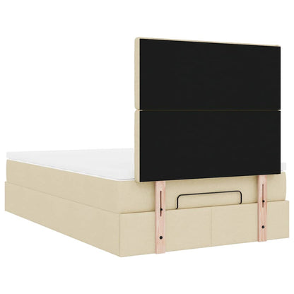Struttura Letto Pouf con Materasso Crema 120x190 cm in Tessuto | homemem39