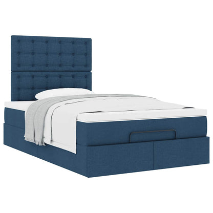 Struttura Letto Pouf con Materasso Blu 120x190 cm in Tessuto | homemem39