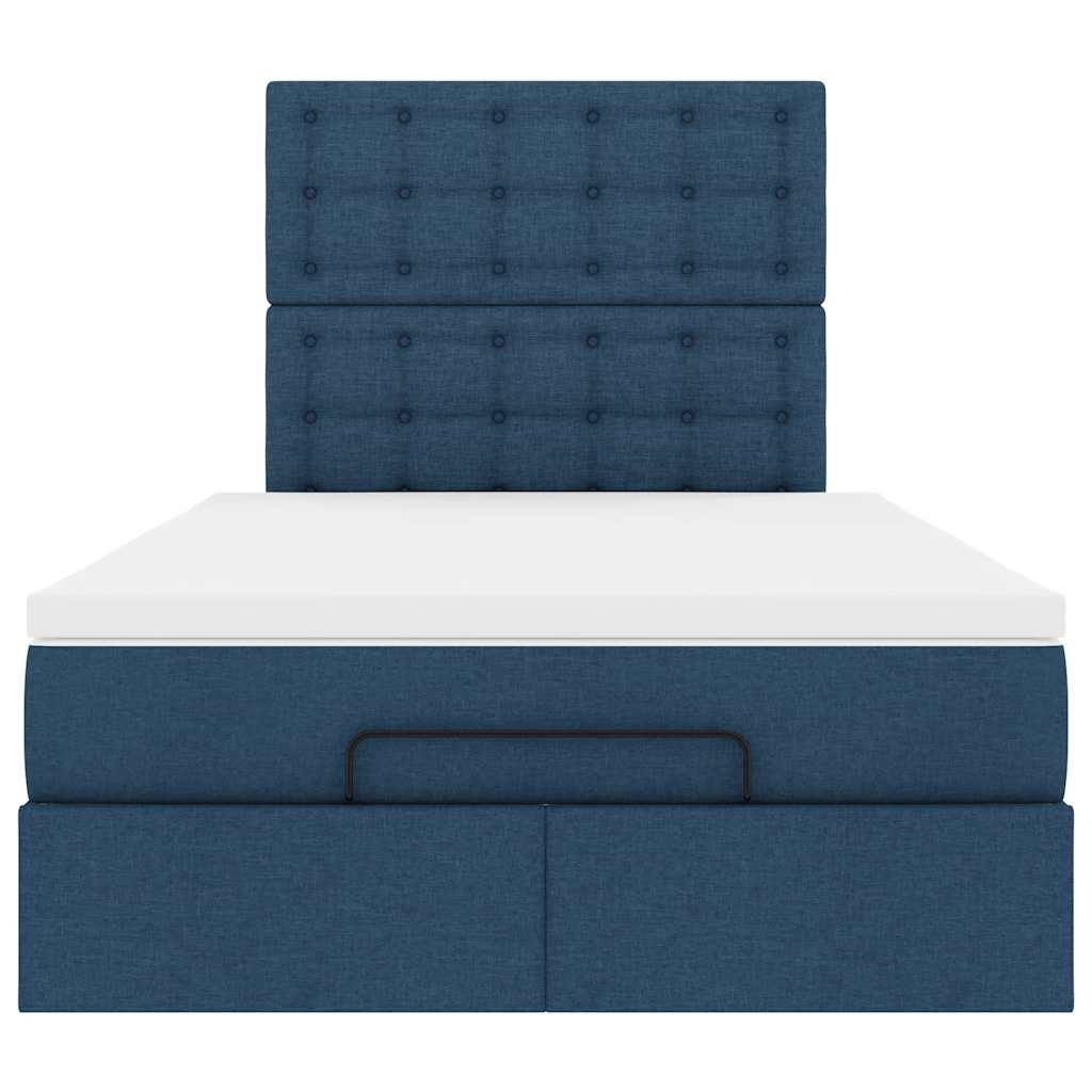 Struttura Letto Pouf con Materasso Blu 120x190 cm in Tessuto | homemem39