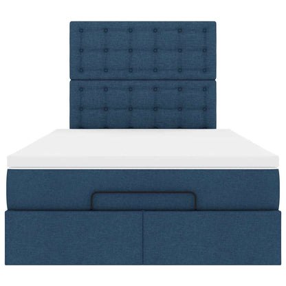 Struttura Letto Pouf con Materasso Blu 120x190 cm in Tessuto | homemem39