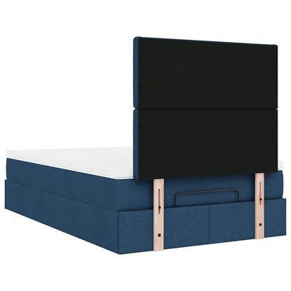 Struttura Letto Pouf con Materasso Blu 120x190 cm in Tessuto | homemem39