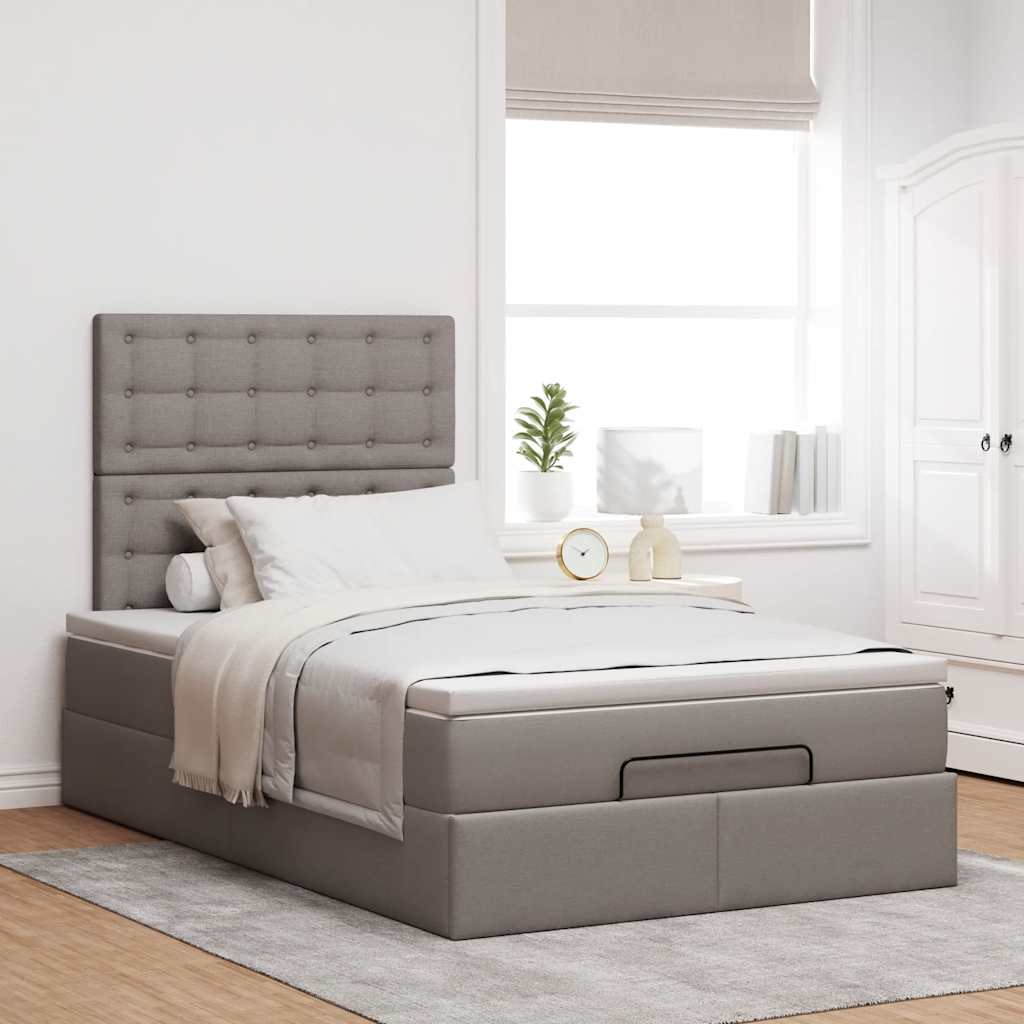Struttura Letto Pouf con Materasso Tortora 120x200cm in Tessuto | homemem39