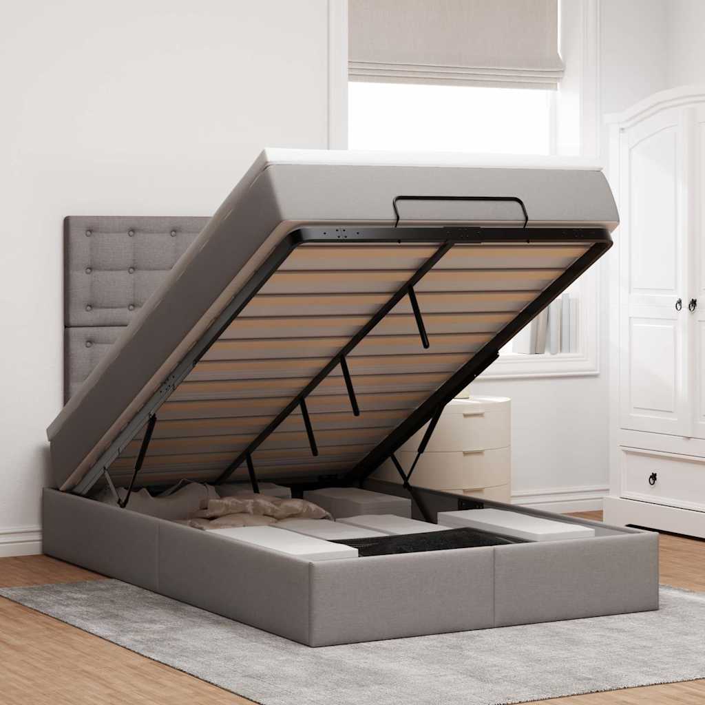 Struttura Letto Pouf con Materasso Tortora 120x200cm in Tessuto | homemem39