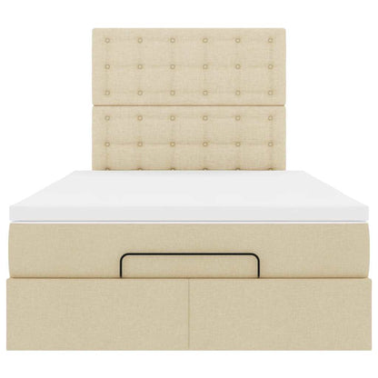 Struttura Letto Pouf con Materasso Crema 120x200 cm in Tessuto | homemem39