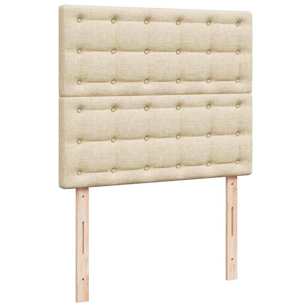 Struttura Letto Pouf con Materasso Crema 120x200 cm in Tessuto | homemem39