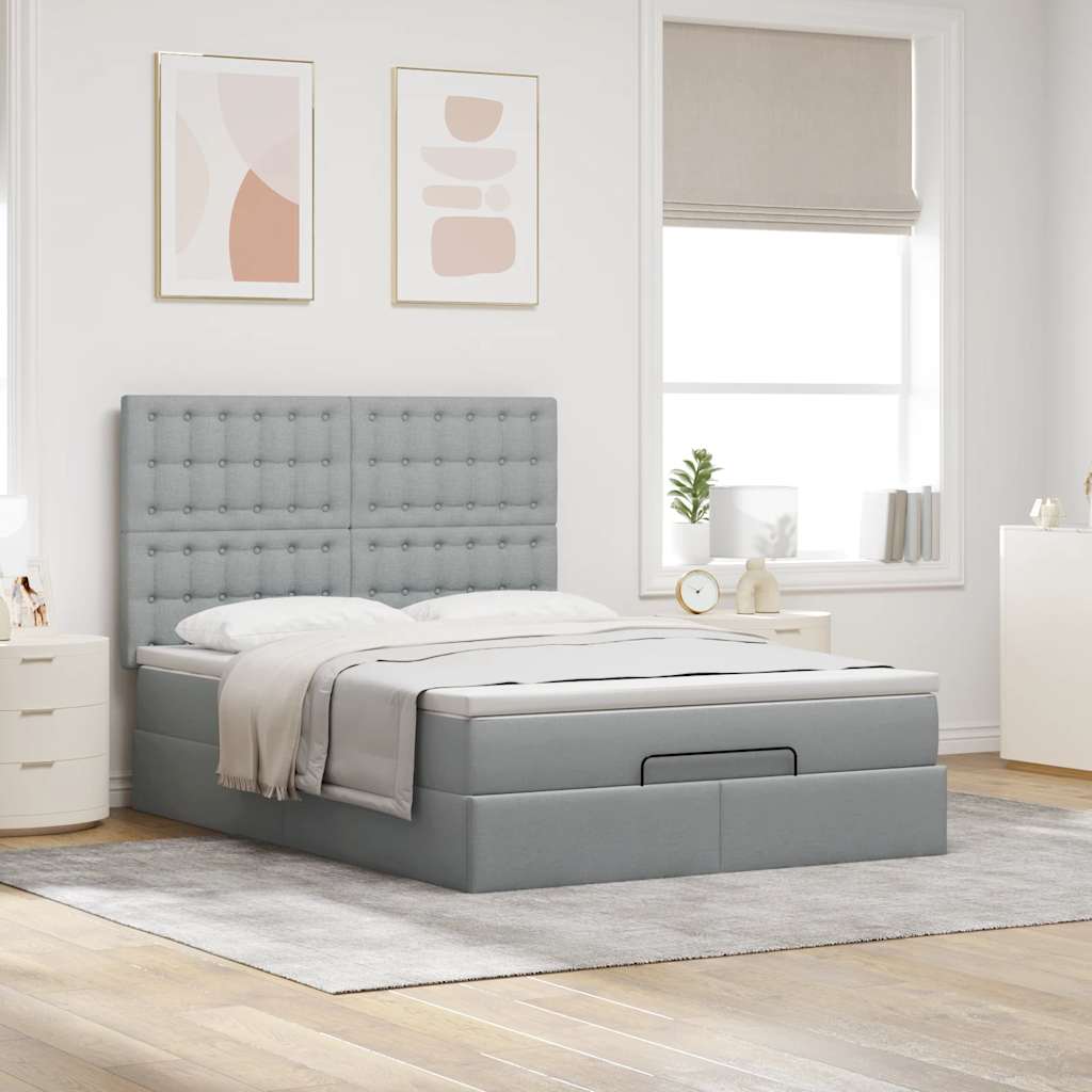 Struttura Letto Pouf con Materasso 140x190 cm in Tessuto | homemem39