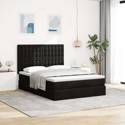 Struttura Letto Pouf con Materasso Nero 140x190 cm in Tessuto | homemem39
