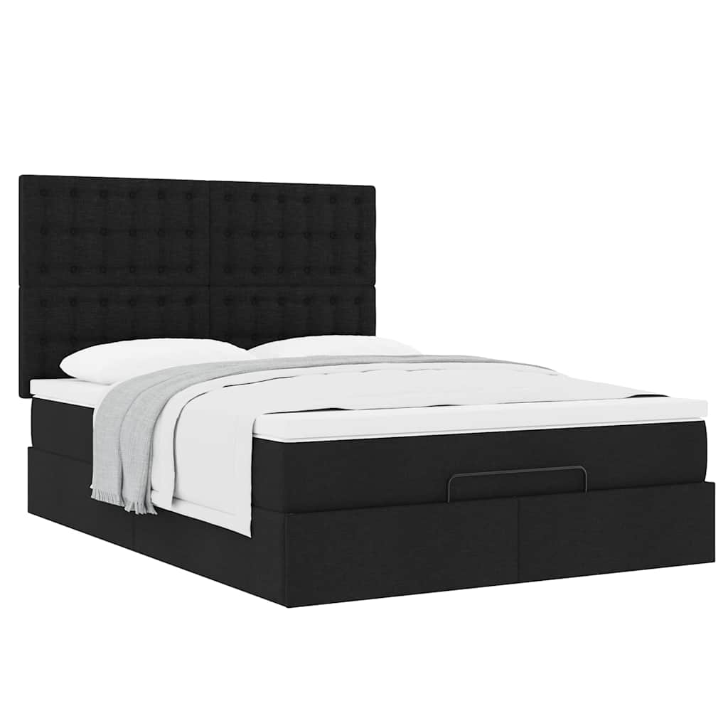 Struttura Letto Pouf con Materasso Nero 140x190 cm in Tessuto | homemem39