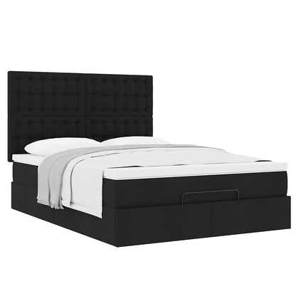 Struttura Letto Pouf con Materasso Nero 140x190 cm in Tessuto | homemem39
