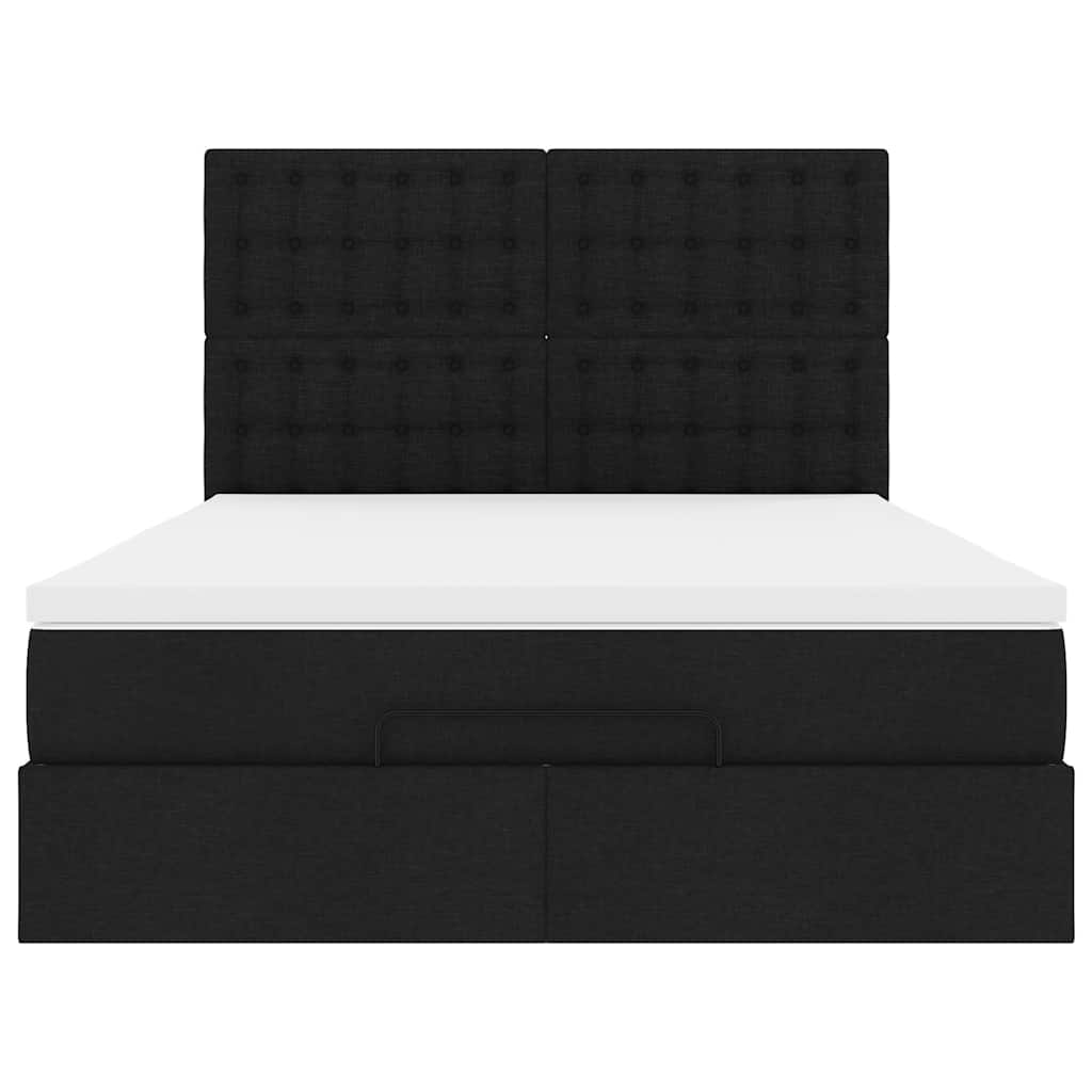 Struttura Letto Pouf con Materasso Nero 140x190 cm in Tessuto | homemem39