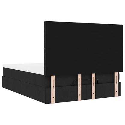 Struttura Letto Pouf con Materasso Nero 140x190 cm in Tessuto | homemem39