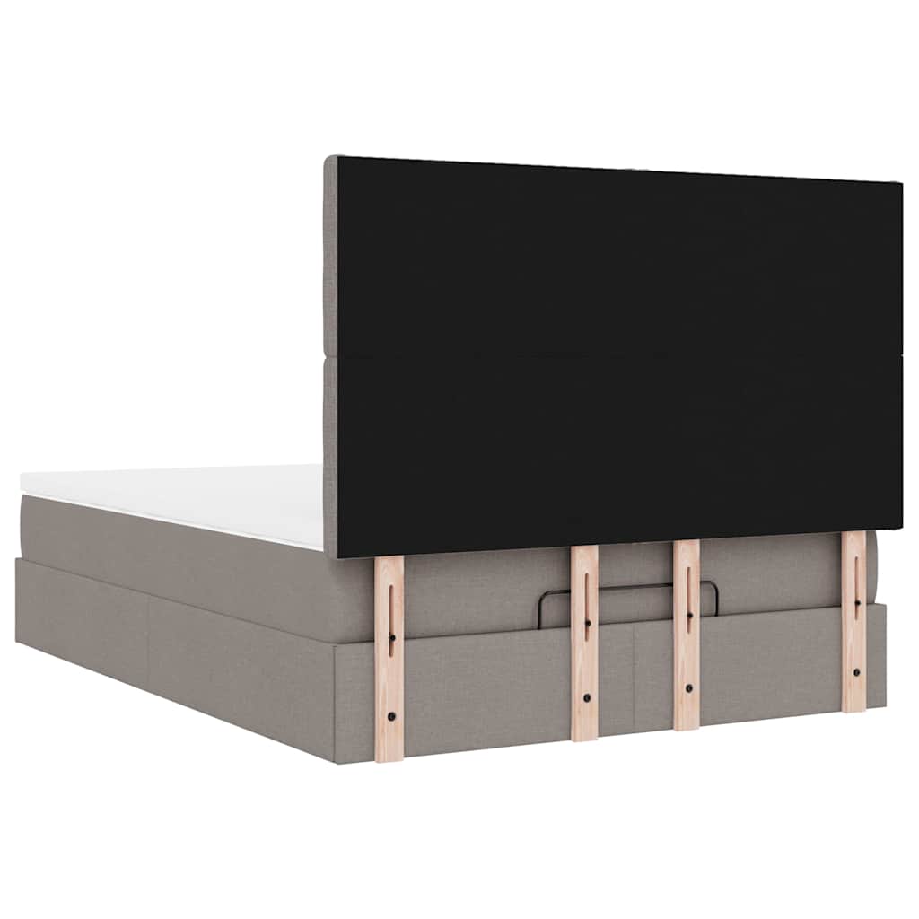 Struttura Letto Pouf con Materasso Tortora 140x190 cm Tessuto | homemem39
