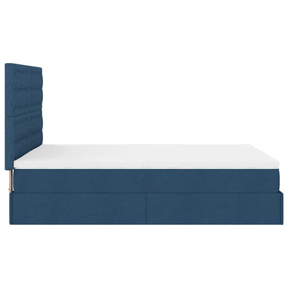Struttura Letto Pouf con Materasso Blu 140x190 cm in Tessuto | homemem39