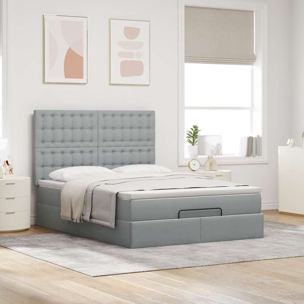 Struttura Letto Pouf con Materasso 140x200 cm in Tessuto | homemem39